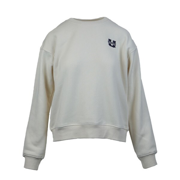 Women's Ivory Classic Crew Sweatshirt with U-State on Chest